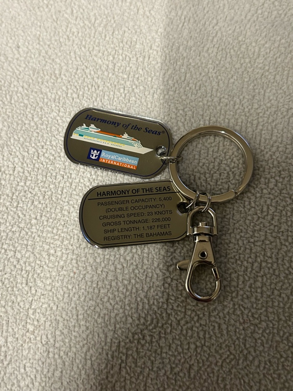 Harmony of the Seas Silver Metal Keychain by Royal Caribbean